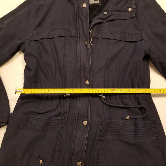 Levi's Women Navy Hooded Jacket Cotton Medium Sherpa Interior Parka Coat Anorak - Picture 10 of 10
